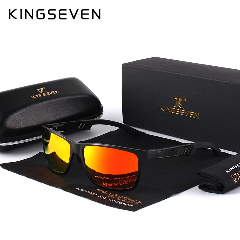 KINGSEVEN Aluminum Square Men/Women Polarized Coating Mirror Sun Glasses Eyewear Sunglasses For Men