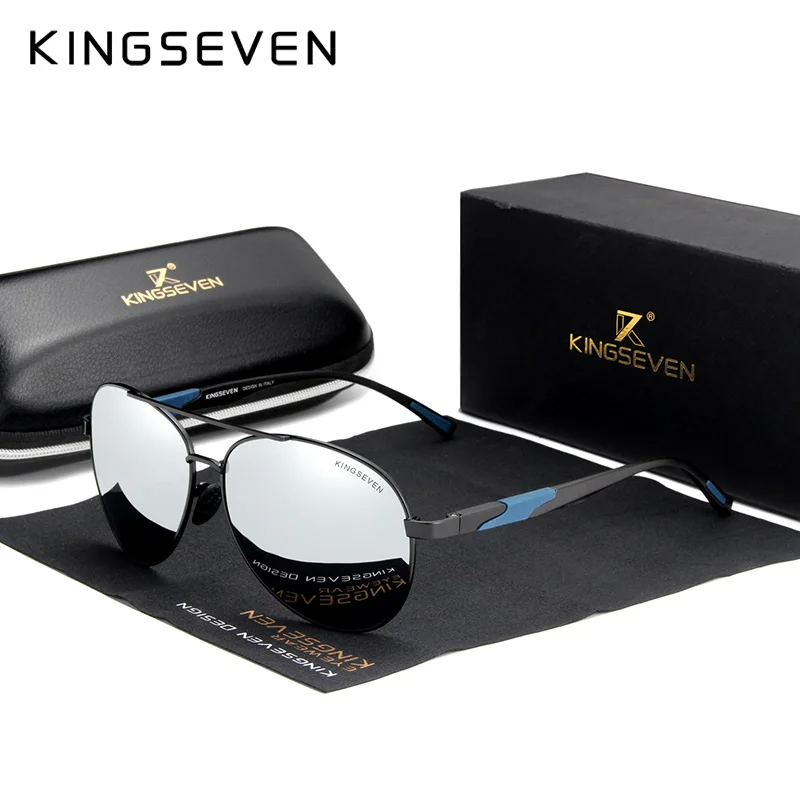 KINGSEVEN DESIGN Men Classic Polarized Sunglasses Aluminum Pilot Sun glasses UV400 Protection NF-7228