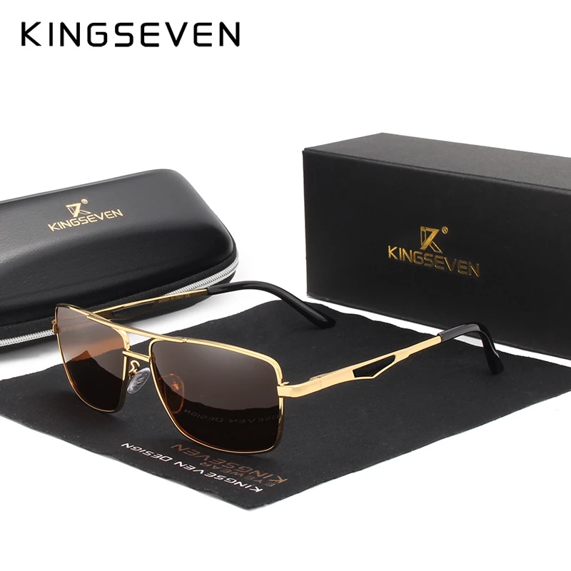 KINGSEVEN 2024 Brand Classic Square Polarized Sunglasses Men's Driving Male Sun Glasses Eyewear UV Blocking Oculos N7906