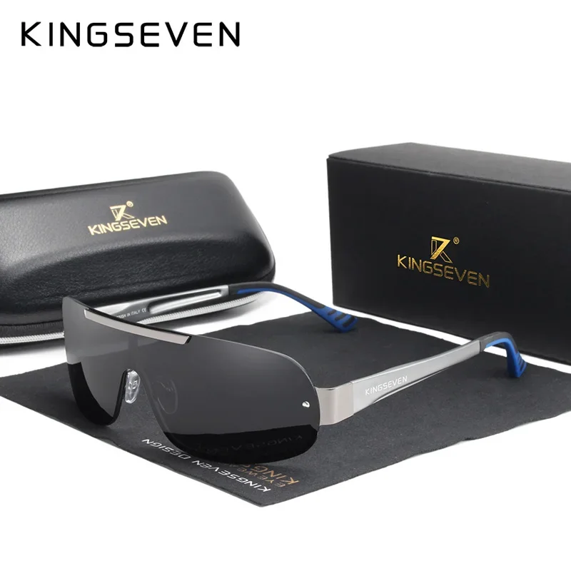 KINGSEVEN Design New Aluminum Men Brand Sunglasses HD Polarized Men's Sun Glasses Integrated Lens Eyewear Goggle Gafas De Sol