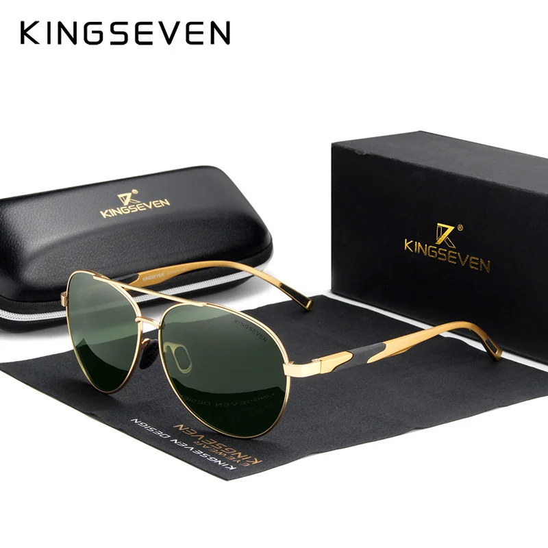 KINGSEVEN DESIGN Men Classic Polarized Sunglasses Aluminum Pilot Sun glasses UV400 Protection NF-7228
