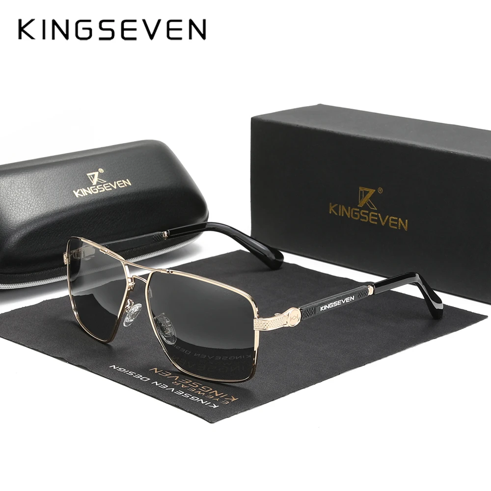 KINGSEVEN Brand Classic Gothic Steampunk Sunglasses Polarized Men Vintage Round Metal Frame Sun Glasses Eyewear