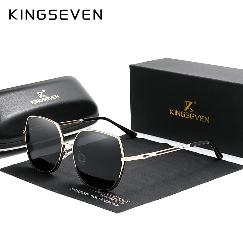 KINGSEVEN Women's Sunglasses Polarized Gradient Lens Luxury Ladies Butterfly Design Stainless Steel Sun glasses Accessories