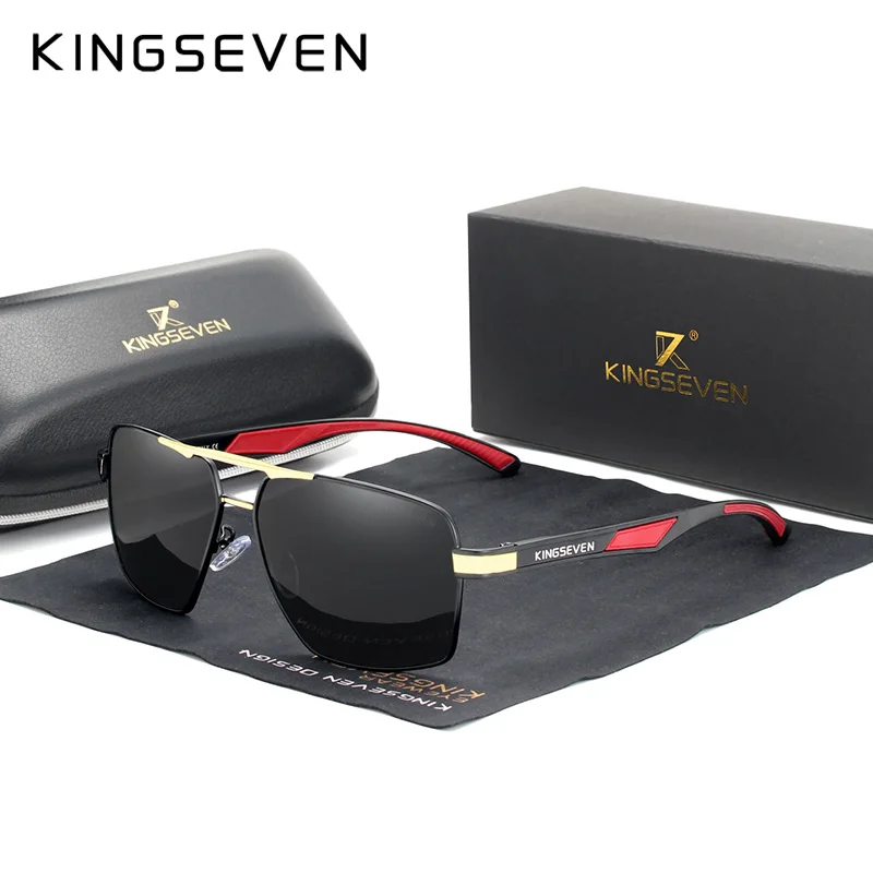 KINGSEVEN Brand New Polarized Men Sunglasses Square Aluminum Frame Male Sun Glasses Driving Fishing Eyewear Zonnebril N7719