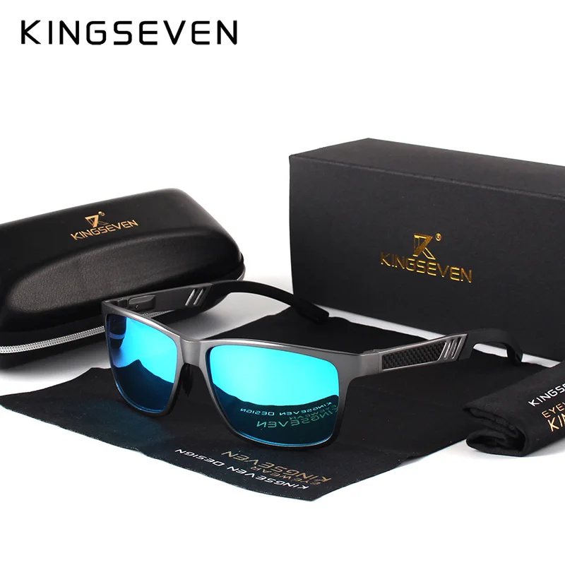 KINGSEVEN Aluminum Square Men/Women Polarized Coating Mirror Sun Glasses Eyewear Sunglasses For Men