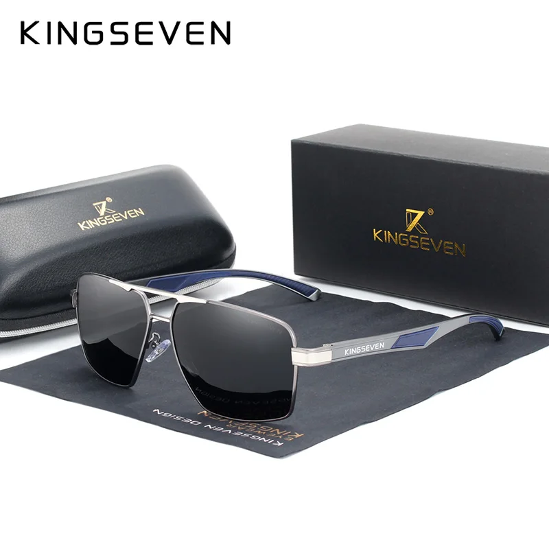 KINGSEVEN Brand New Polarized Men Sunglasses Square Aluminum Frame Male Sun Glasses Driving Fishing Eyewear Zonnebril N7719