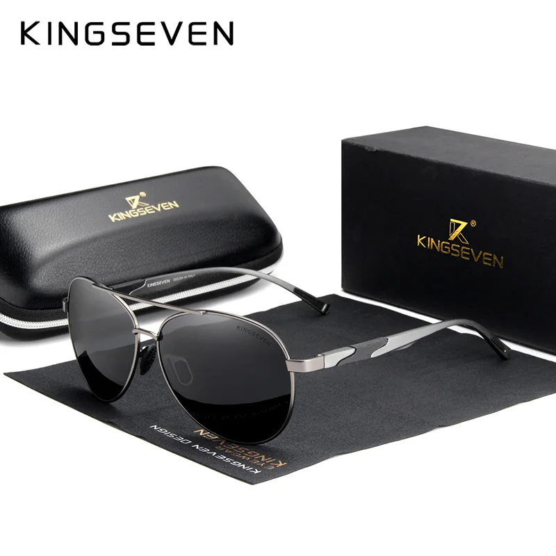 KINGSEVEN DESIGN Men Classic Polarized Sunglasses Aluminum Pilot Sun glasses UV400 Protection NF-7228