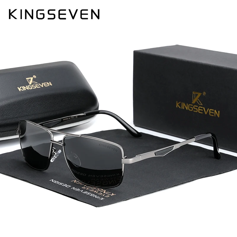 KINGSEVEN 2024 Brand Classic Square Polarized Sunglasses Men's Driving Male Sun Glasses Eyewear UV Blocking Oculos N7906