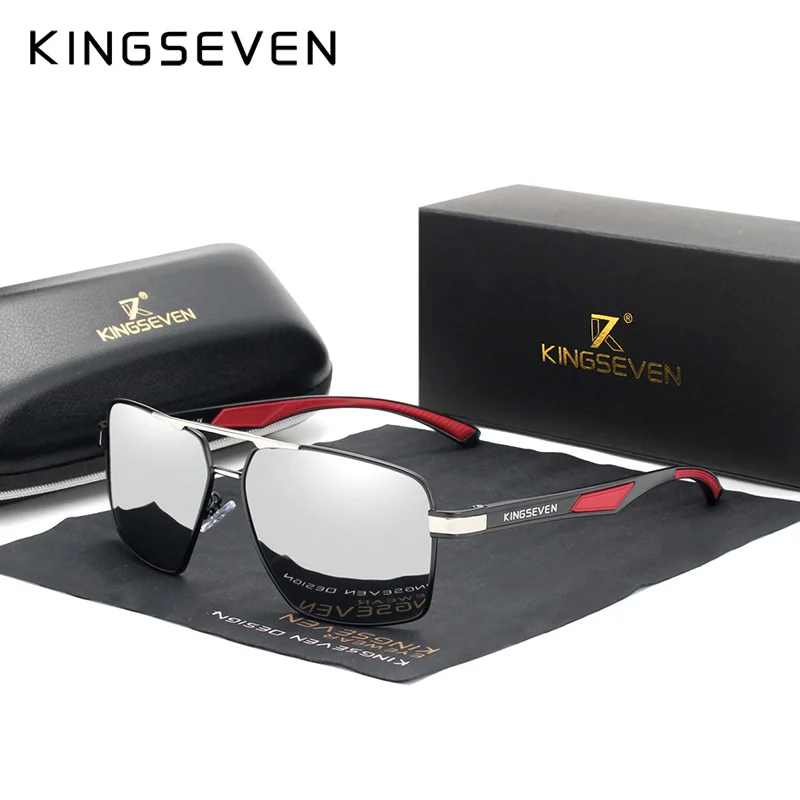 KINGSEVEN Brand New Polarized Men Sunglasses Square Aluminum Frame Male Sun Glasses Driving Fishing Eyewear Zonnebril N7719