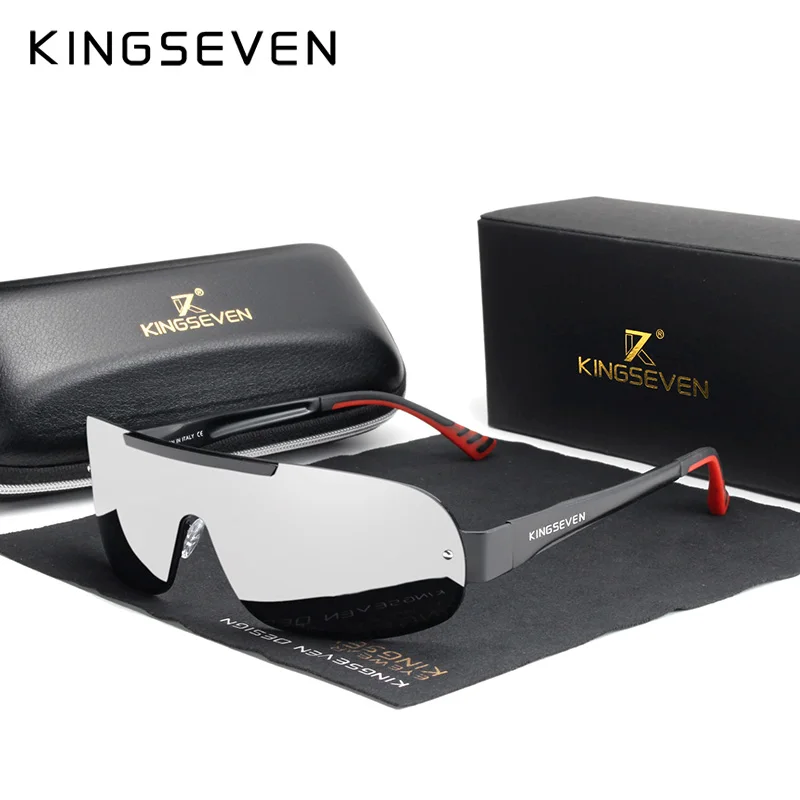 KINGSEVEN Design New Aluminum Men Brand Sunglasses HD Polarized Men's Sun Glasses Integrated Lens Eyewear Goggle Gafas De Sol