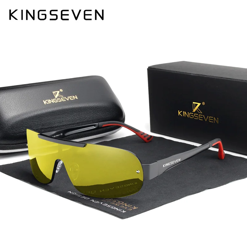 KINGSEVEN Design New Aluminum Men Brand Sunglasses HD Polarized Men's Sun Glasses Integrated Lens Eyewear Goggle Gafas De Sol