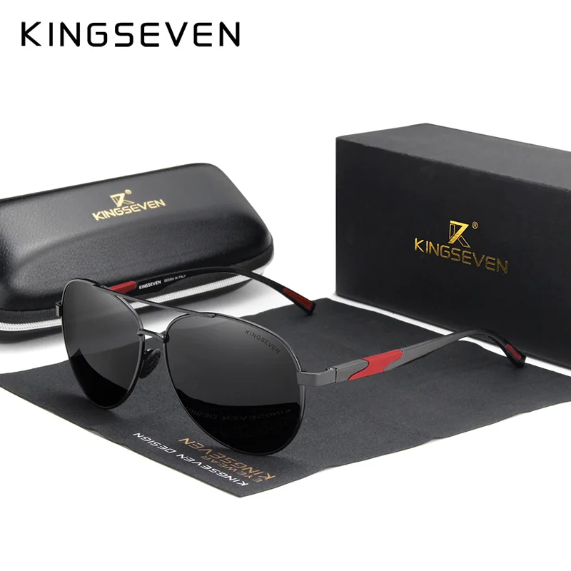 KINGSEVEN DESIGN Men Classic Polarized Sunglasses Aluminum Pilot Sun glasses UV400 Protection NF-7228