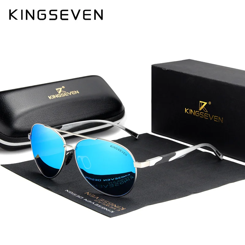 KINGSEVEN DESIGN Men Classic Polarized Sunglasses Aluminum Pilot Sun glasses UV400 Protection NF-7228