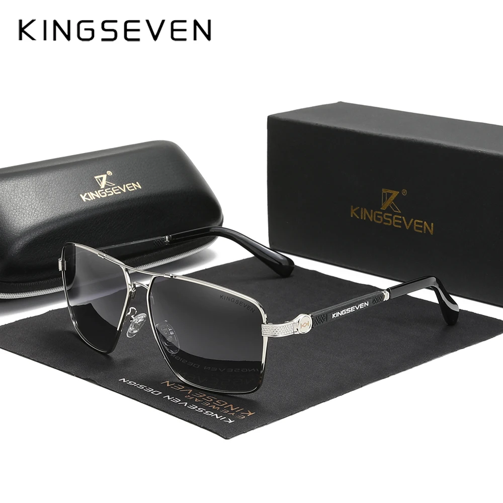 KINGSEVEN Brand Classic Gothic Steampunk Sunglasses Polarized Men Vintage Round Metal Frame Sun Glasses Eyewear