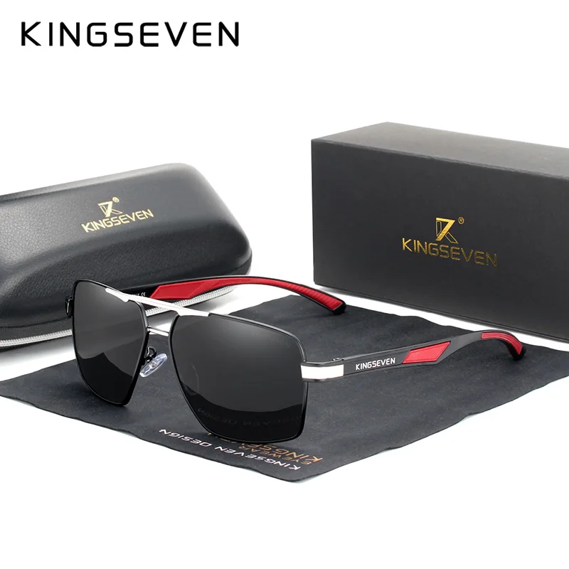 KINGSEVEN Brand New Polarized Men Sunglasses Square Aluminum Frame Male Sun Glasses Driving Fishing Eyewear Zonnebril N7719