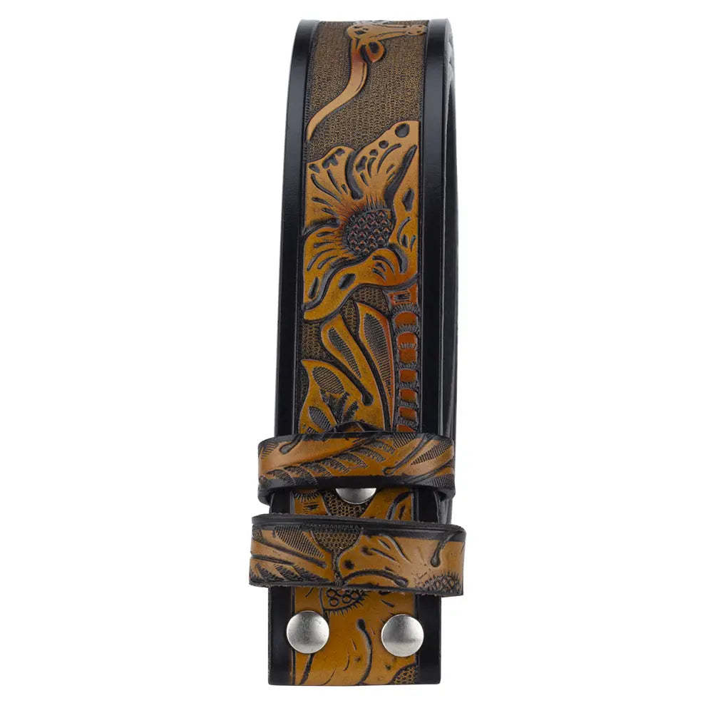 Western Leather Belt Without Buckle for Men 1.5 Wide with Snaps