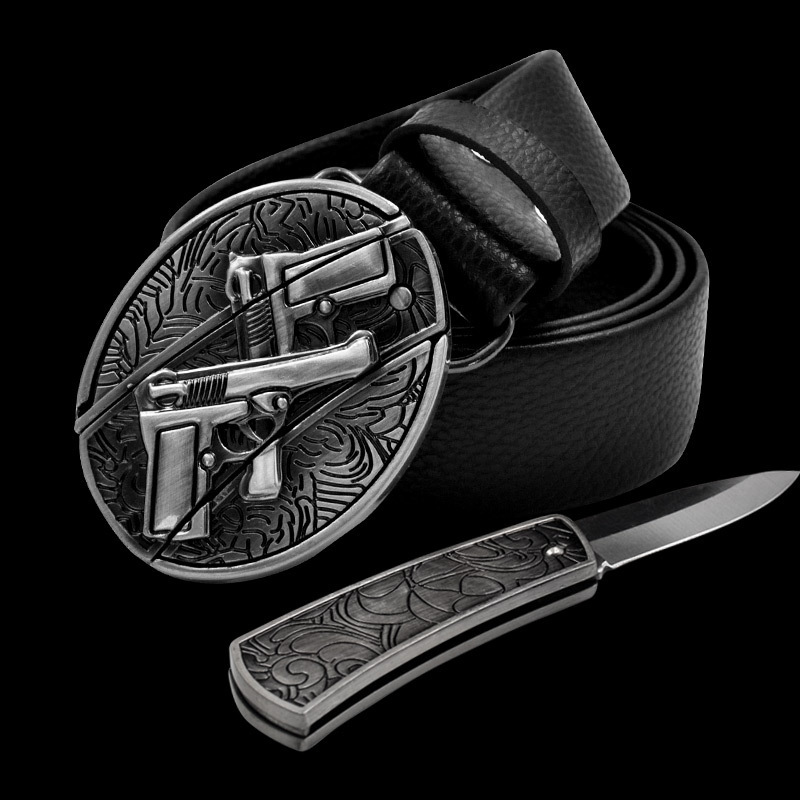 🔥Hot Sale 50% OFF🔥Fashion Punk Men's Genuine Leather Belt With Knife