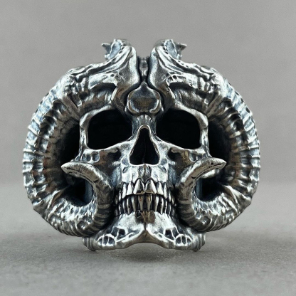 Horned Demon Ring Sterling Silver