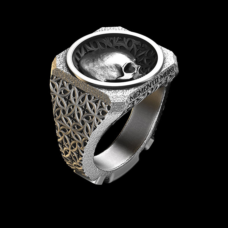 Stoic Signet Skull Ring Sterling Silver | Memento Mori & Amor Fati