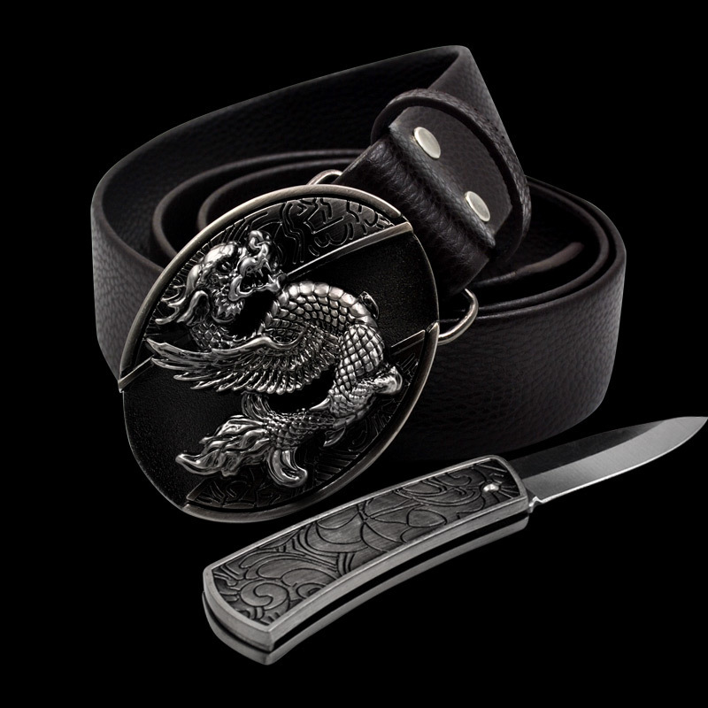 🔥Hot Sale 50% OFF🔥Fashion Punk Men's Genuine Leather Belt With Knife