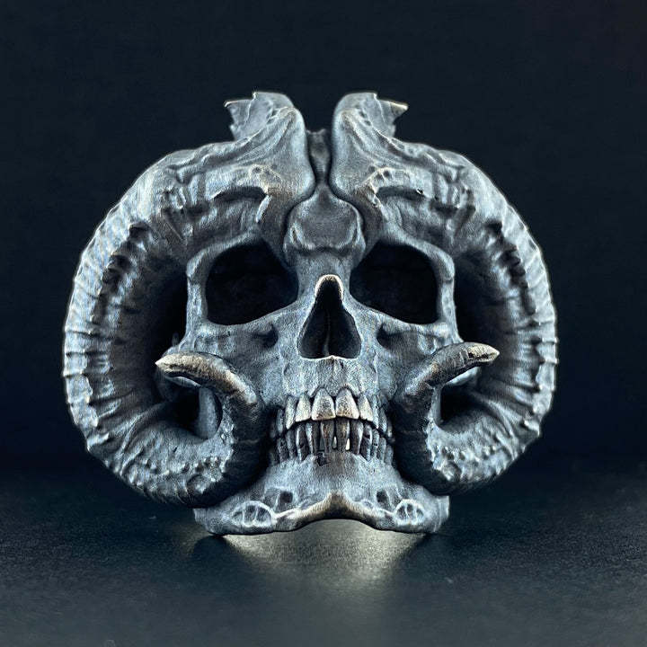 Horned Demon Ring Sterling Silver