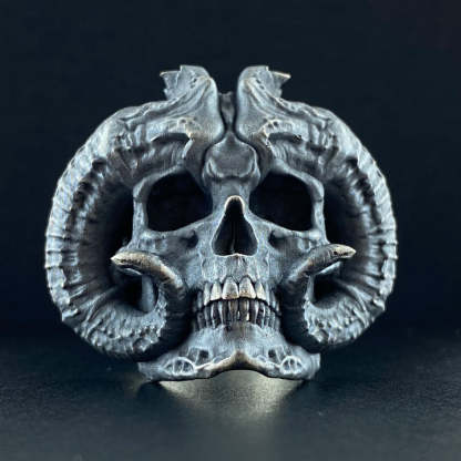 Horned Demon Ring Sterling Silver