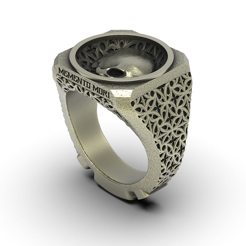 Stoic Signet Skull Ring Sterling Silver | Memento Mori & Amor Fati
