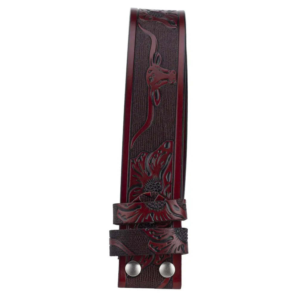 Western Leather Belt Without Buckle for Men 1.5 Wide with Snaps