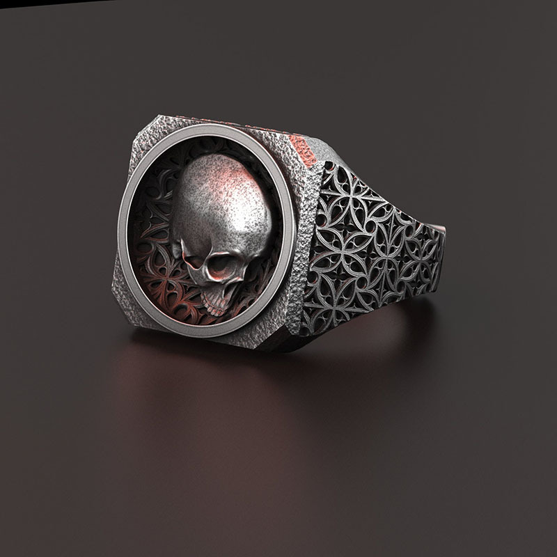 Stoic Signet Skull Ring Sterling Silver | Memento Mori & Amor Fati