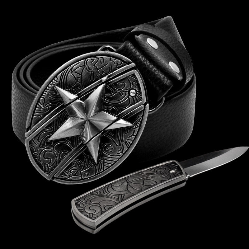 🔥Hot Sale 50% OFF🔥Fashion Punk Men's Genuine Leather Belt With Knife