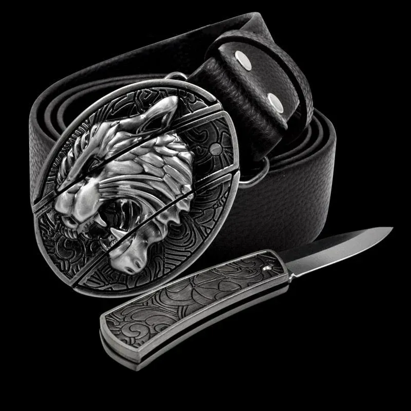 🔥Hot Sale 50% OFF🔥Fashion Punk Men's Genuine Leather Belt With Knife