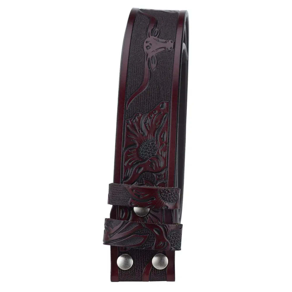 Western Leather Belt Without Buckle for Men 1.5 Wide with Snaps