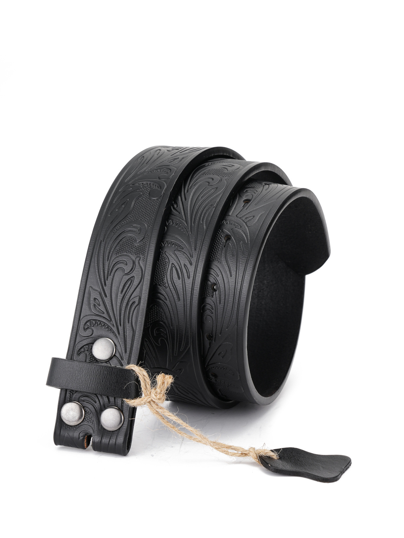 Western Flower Pattern Longhorn Carved Leather Belt Without Buckle 1.5 Wide