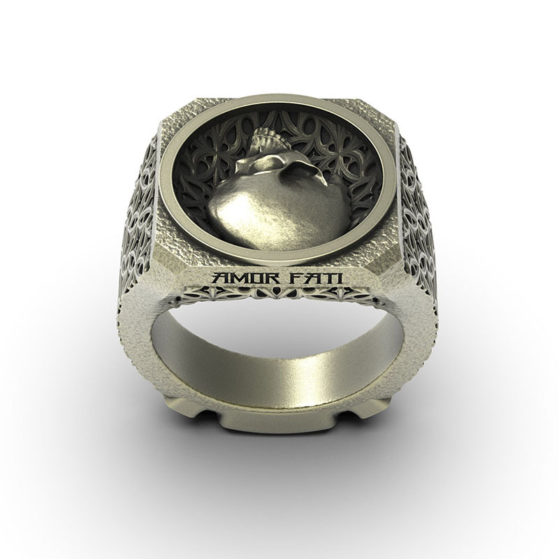Stoic Signet Skull Ring Sterling Silver | Memento Mori & Amor Fati