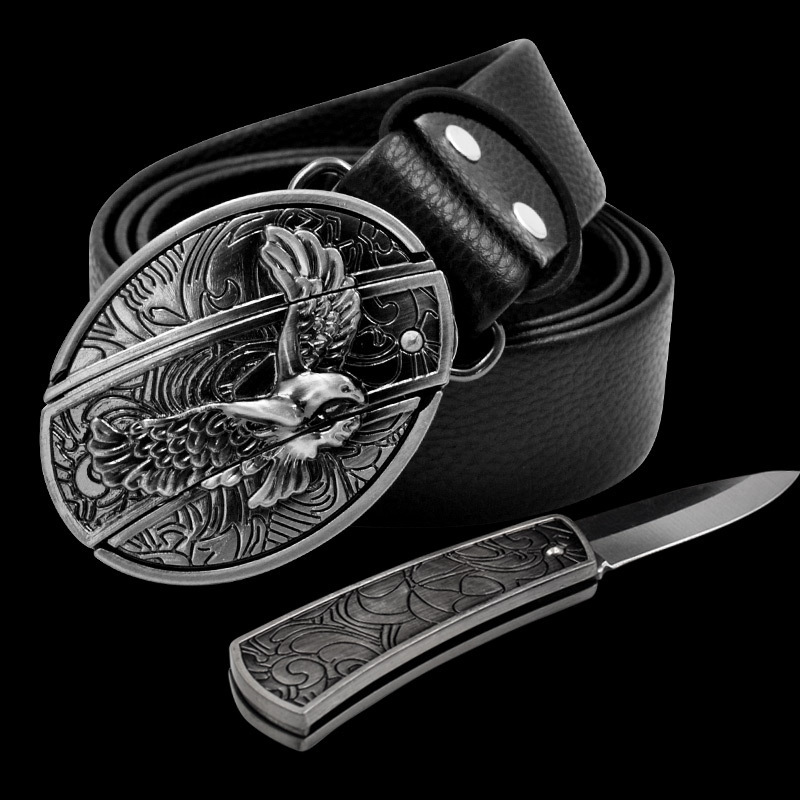 🔥Hot Sale 50% OFF🔥Fashion Punk Men's Genuine Leather Belt With Knife