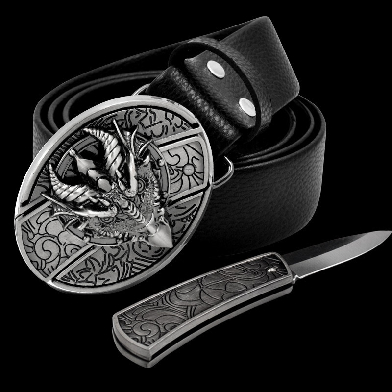 🔥Hot Sale 50% OFF🔥Fashion Punk Men's Genuine Leather Belt With Knife
