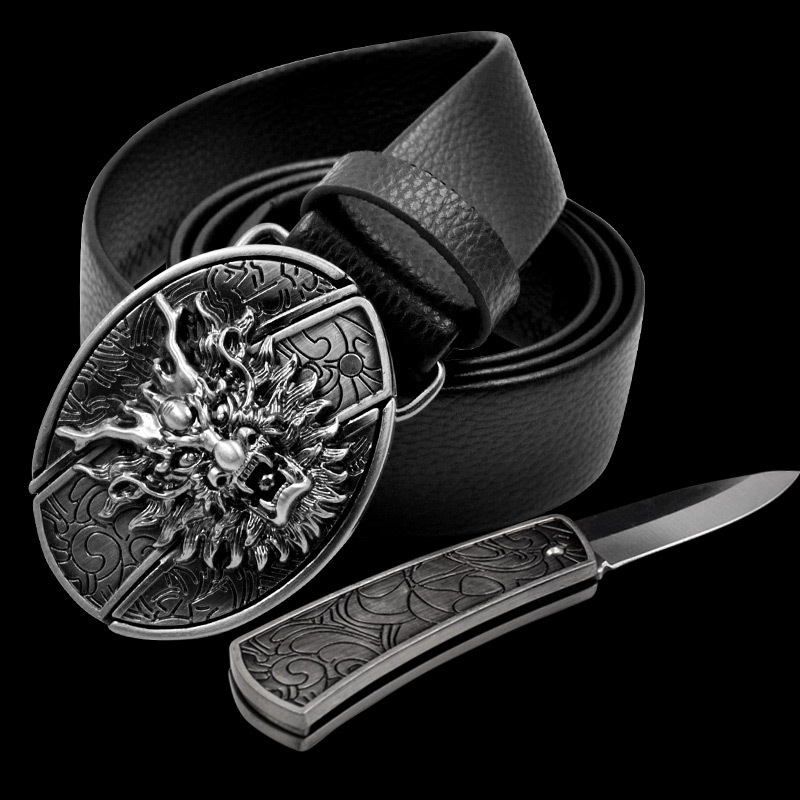 🔥Hot Sale 50% OFF🔥Fashion Punk Men's Genuine Leather Belt With Knife