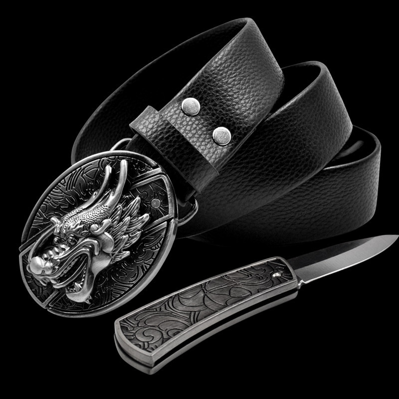 🔥Hot Sale 50% OFF🔥Fashion Punk Men's Genuine Leather Belt With Knife
