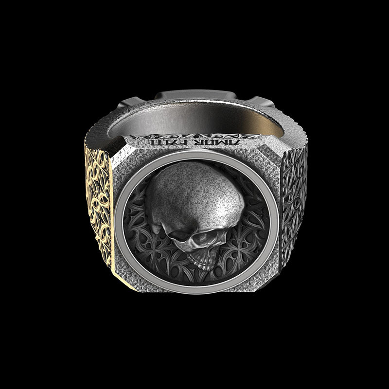 Stoic Signet Skull Ring Sterling Silver | Memento Mori & Amor Fati
