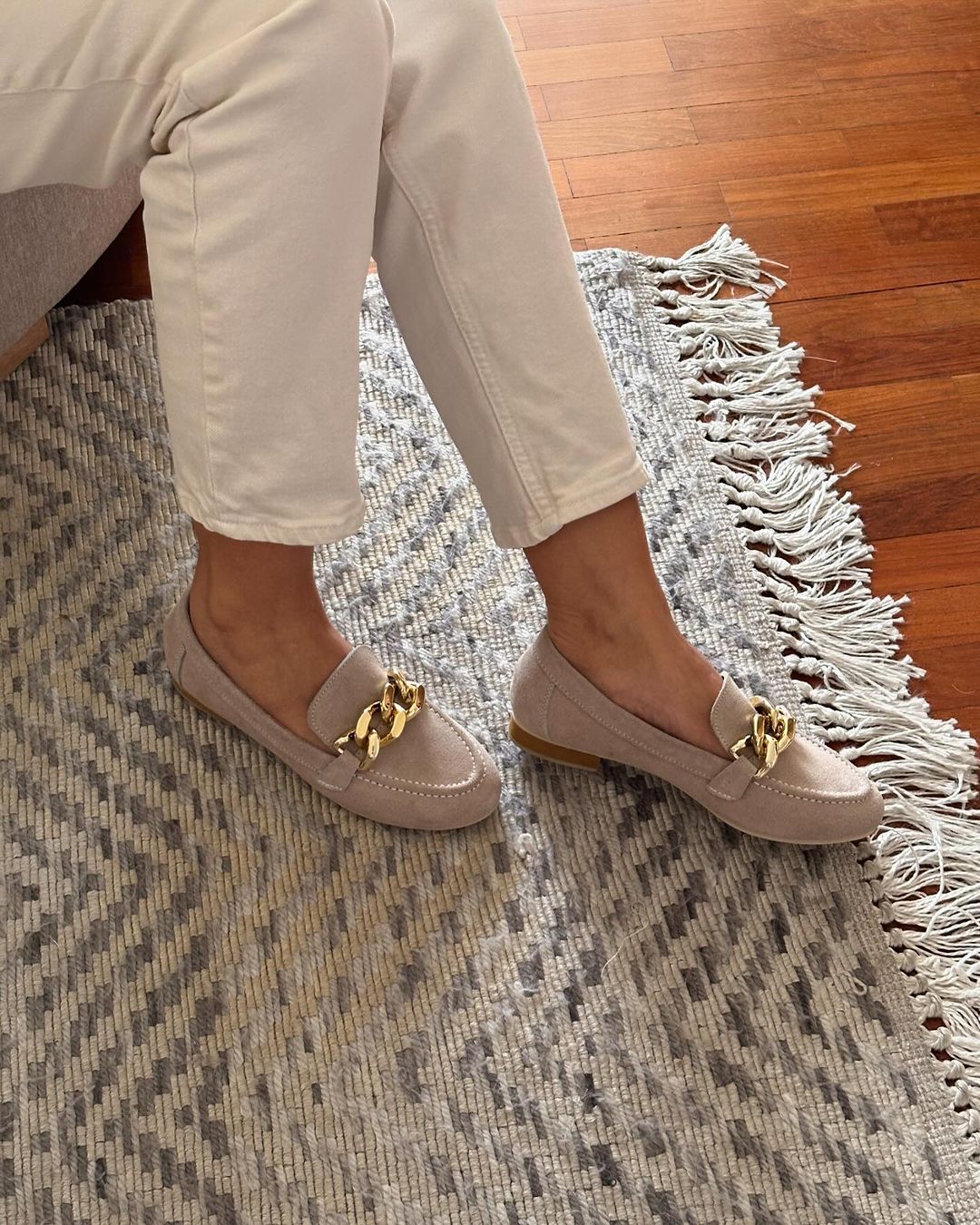 Golden Chain Neutral Loafers
