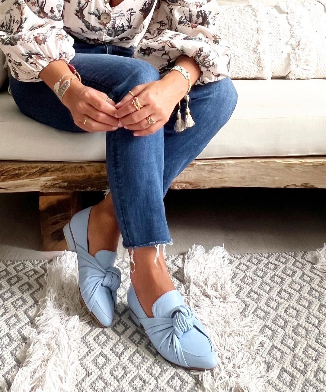 Knotted Elegance Blue Loafers