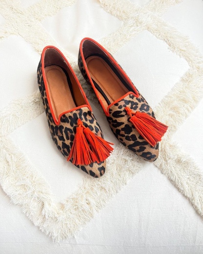 Fiery Leopard Tassel Flats