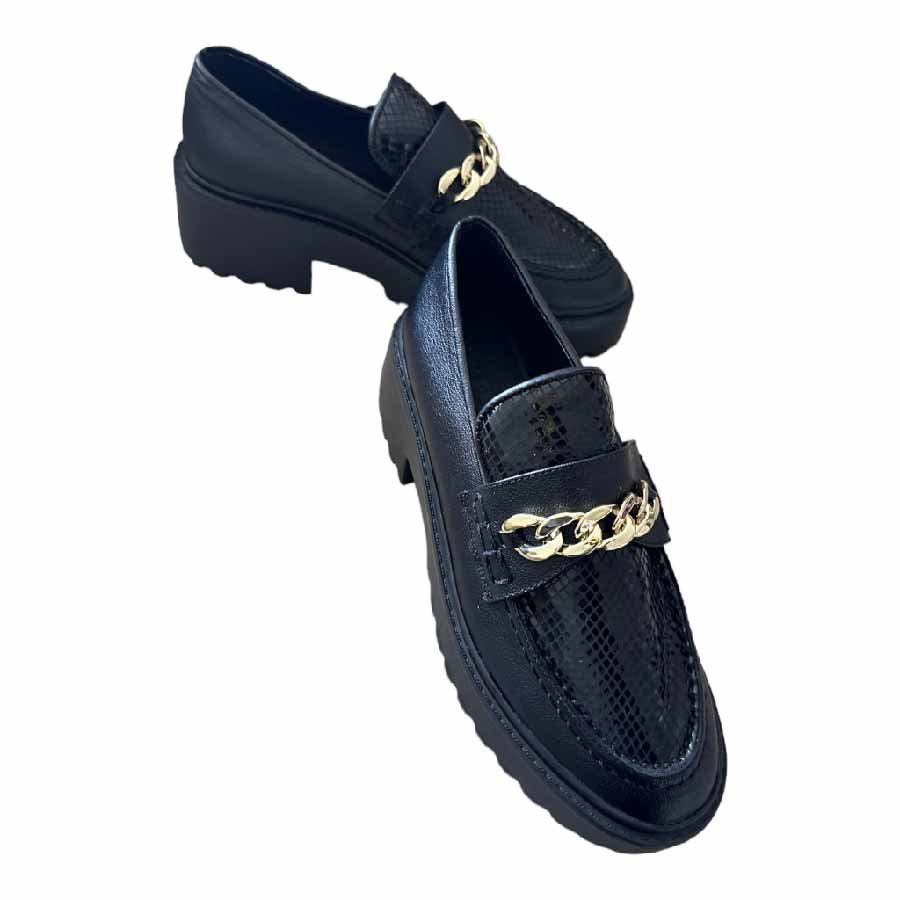 Midnight Luxe Chain Loafers