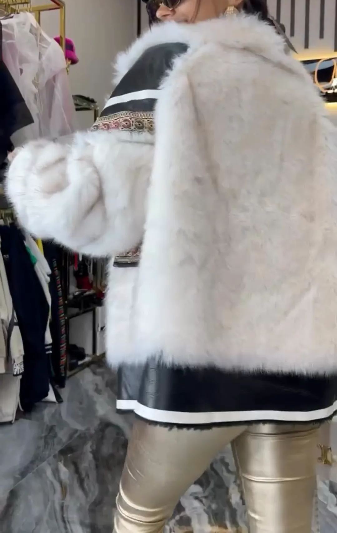 Luxe Boho Fur-Trimmed Leather Jacket