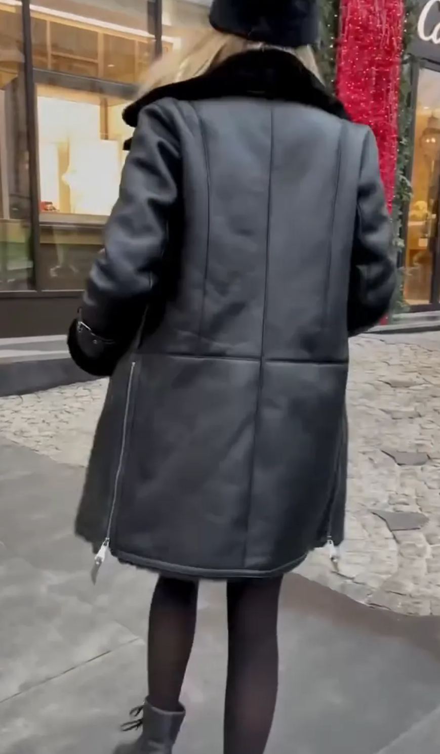 Classic Shearling-Lined Leather Coat