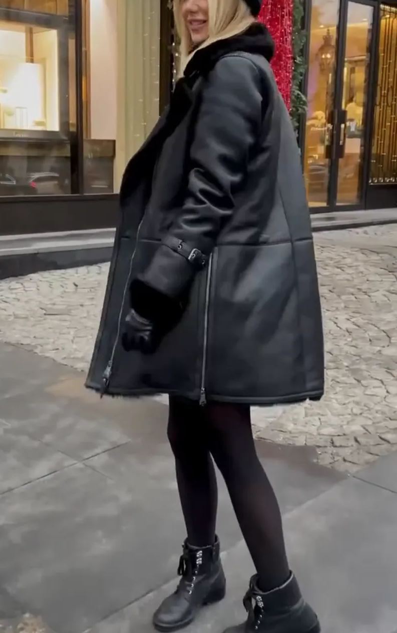 Classic Shearling-Lined Leather Coat