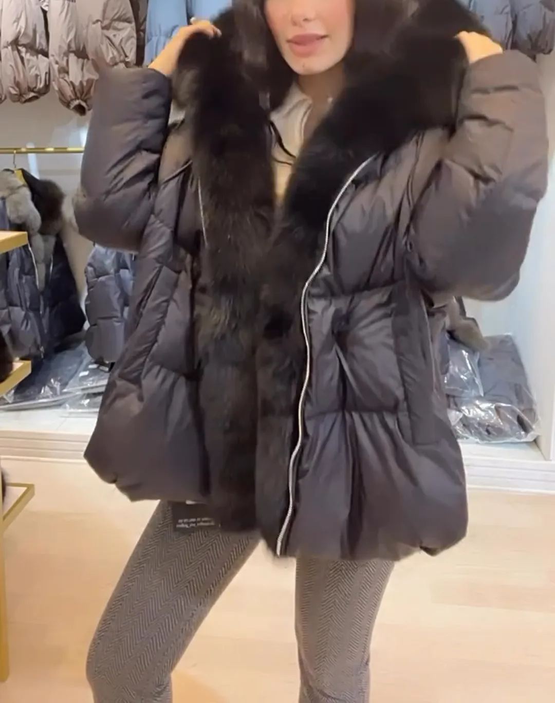 Luxe Puffer Jacket with Oversized Fur Hood