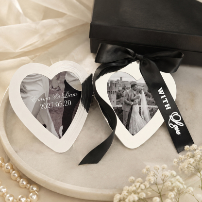 Personalized Heart-Shaped Wedding Photo Album – Custom Couple Names, Date & Photo Keepsake
