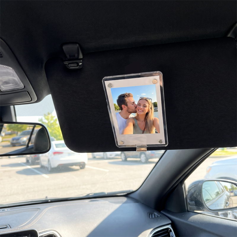 Personalized Photo Car Sun Visor Clip – Custom Picture Keepsake for Couples