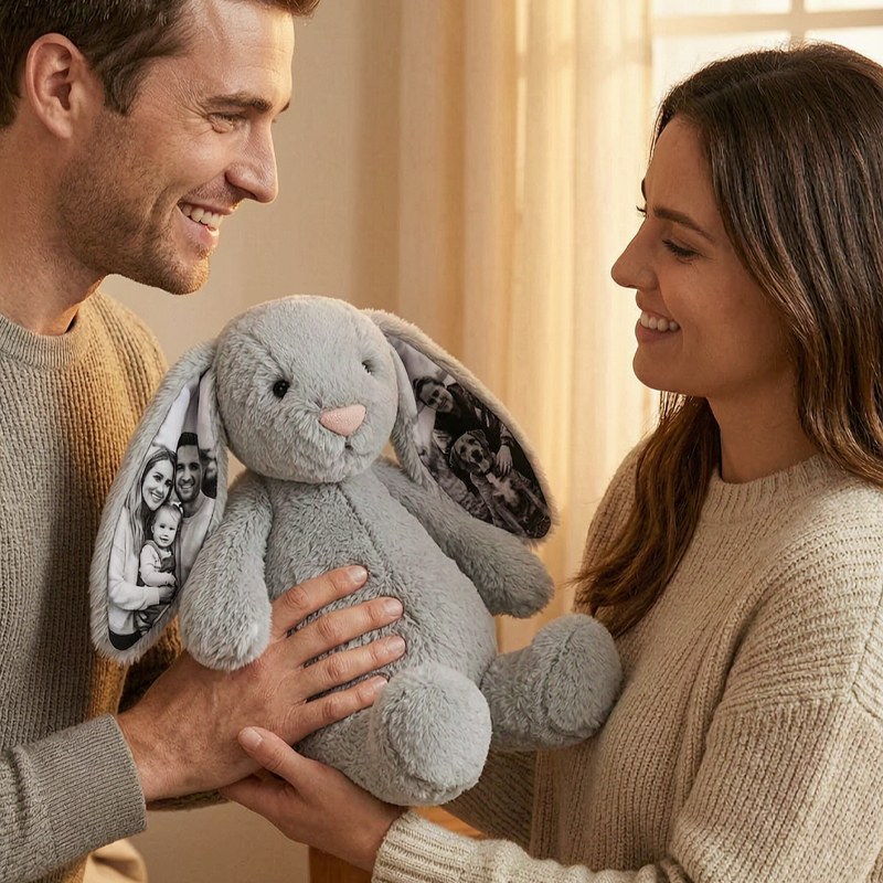 Personalized Photo Bunny Plush – Custom Picture Rabbit Keepsake Gift